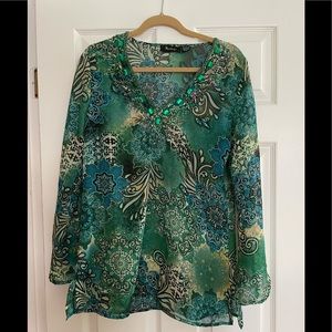 Pretty, Bohemian style embellished top.